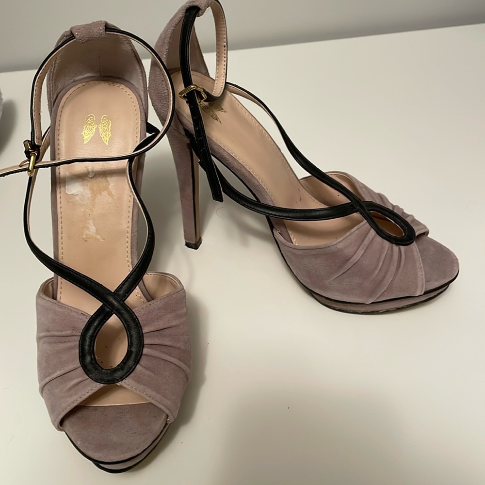 Black and taupe high heel platform shoes size 8